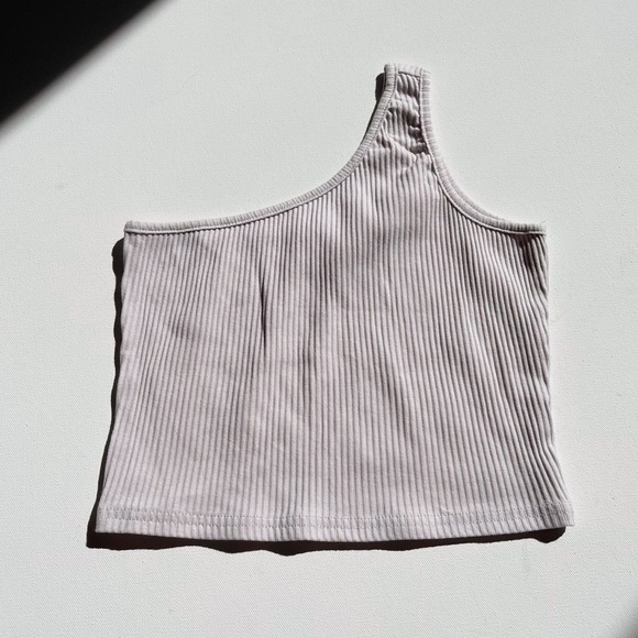 ASOS Light Grey Ribbed One Shoulder Crop Top Tank Camisole Small